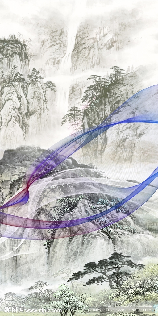 高档 高端玄关墙画 TIF分层