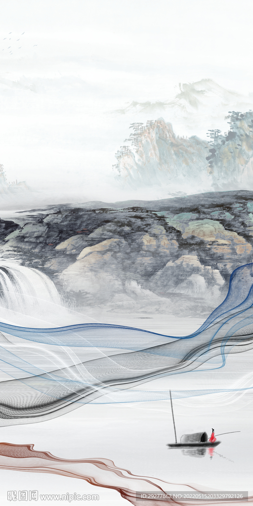 新款 风景山水玄关 TIF分层