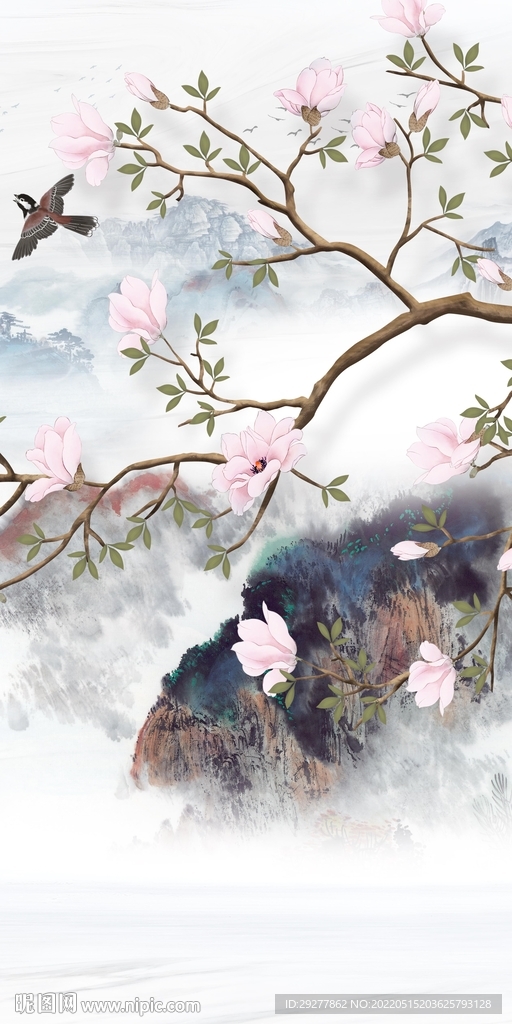 简约风景山水玄关 TIF分层