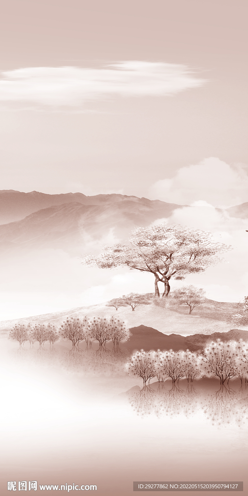 意境风景山水玄关 TIF分层