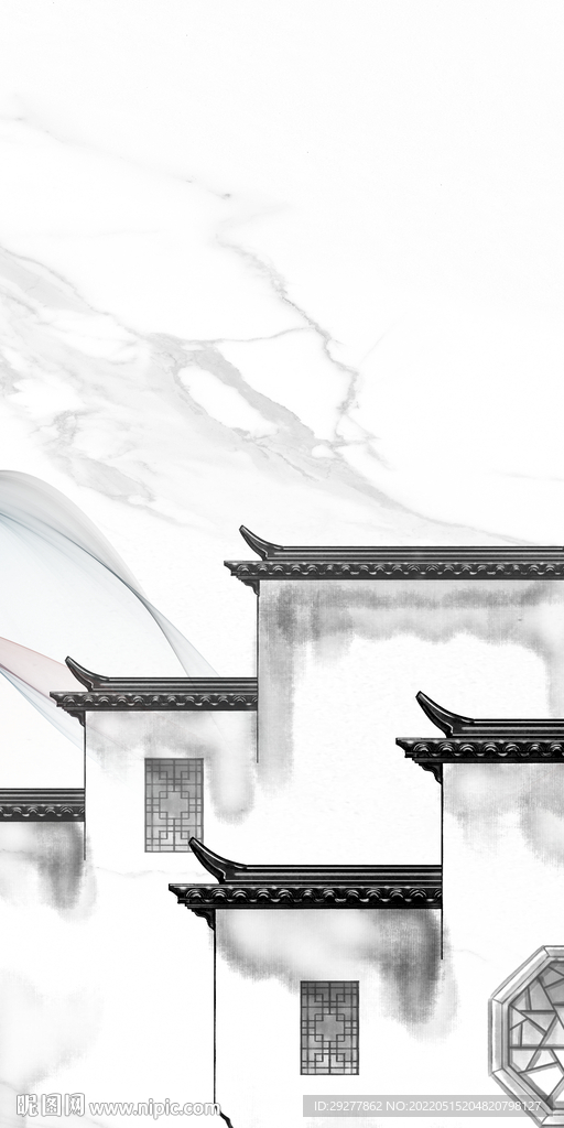 徽派现代山水玄关 TIF分层