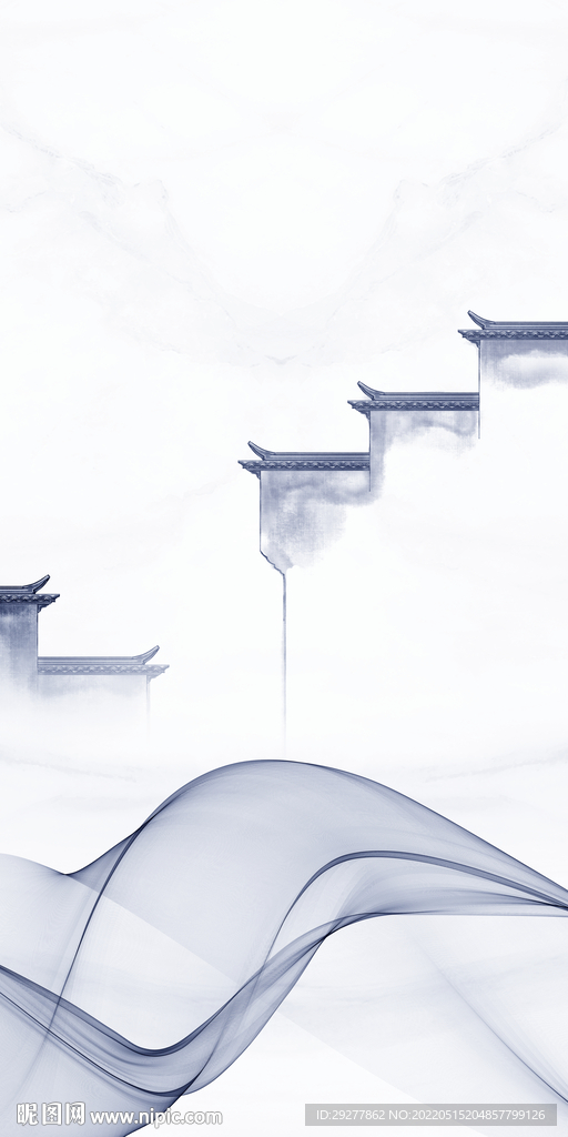 徽派 风景山水玄关 TIF分层