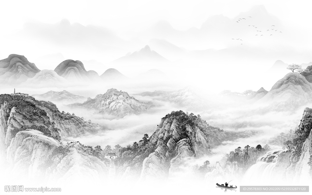 大气高清山水墙画 TIF分层