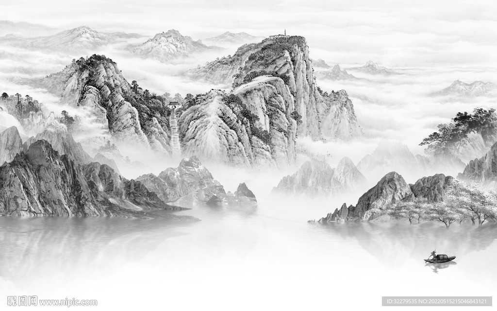 别墅 高端灰色山水 TiF分层