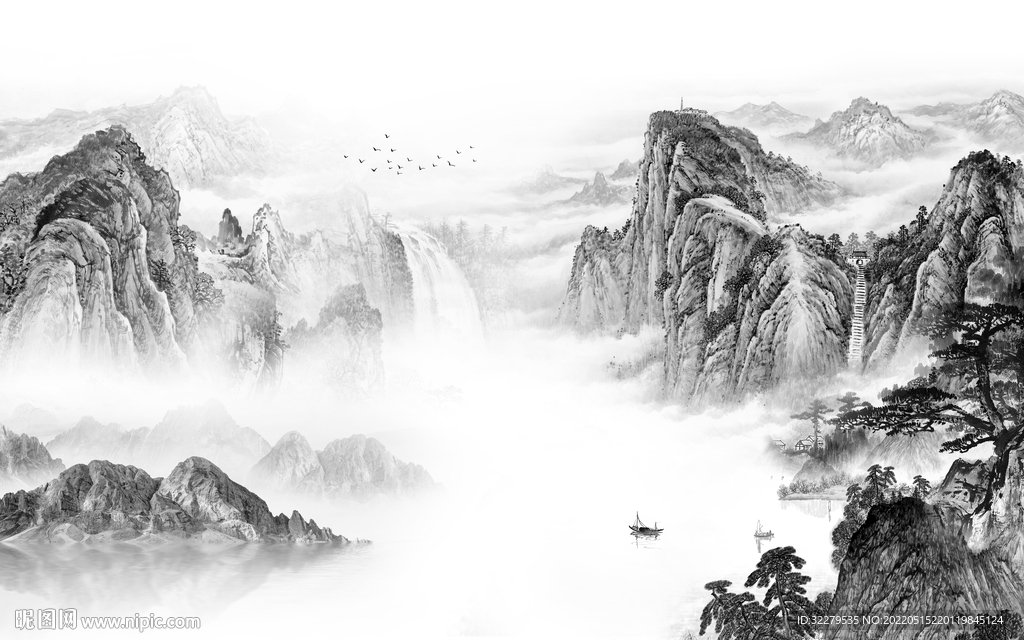 现代 最新爆款山水 TiF分层