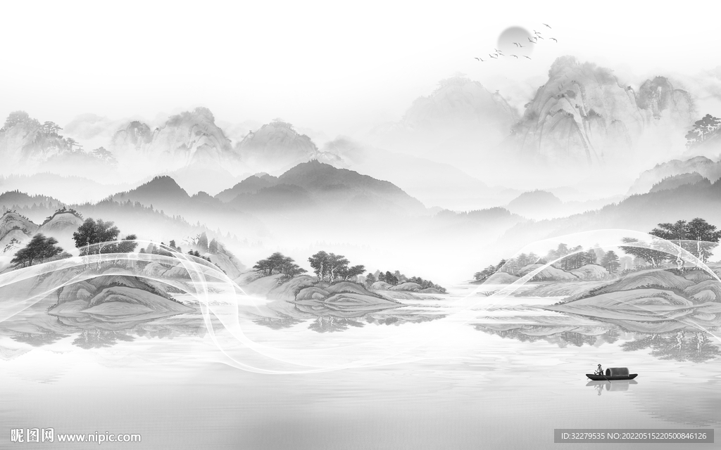 新中式高端灰色山水 TiF分层