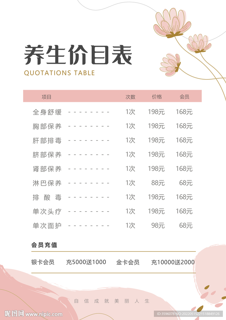 价目表