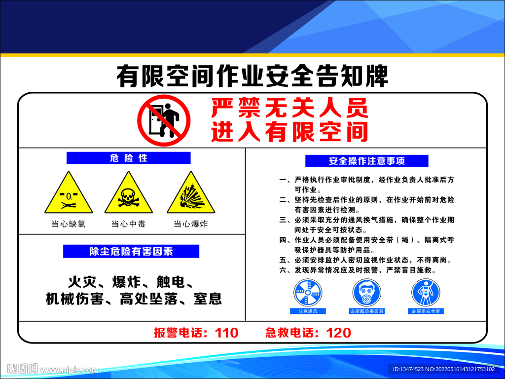 有限空间作业安全告知牌