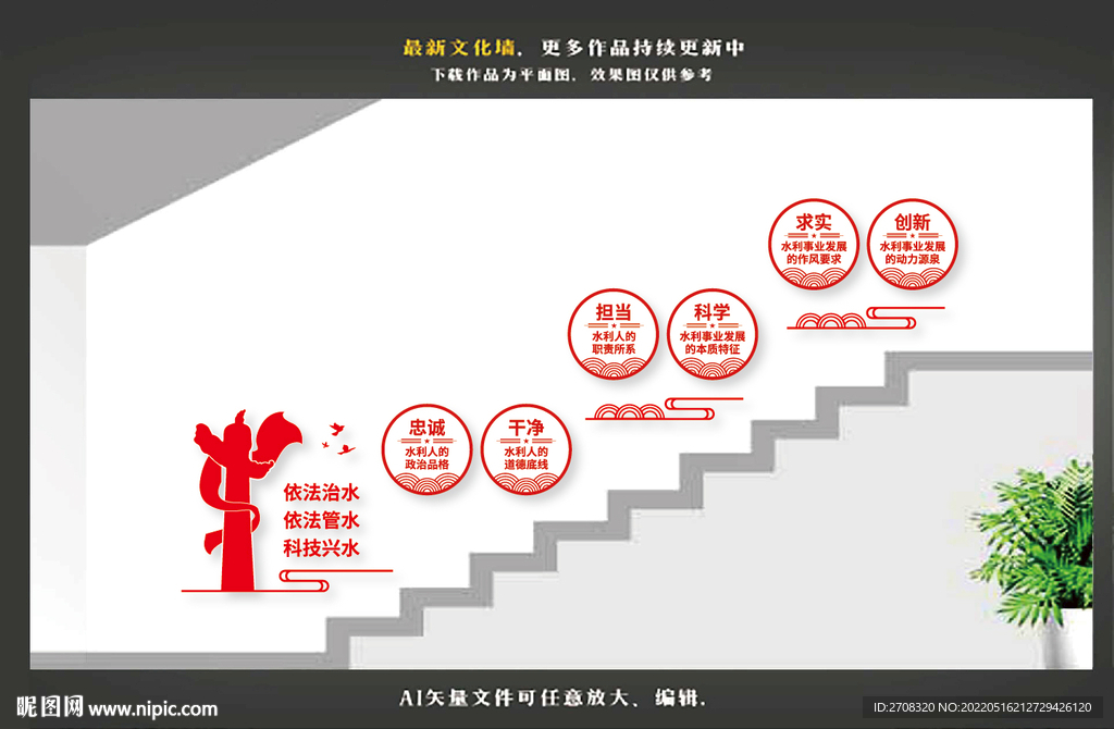 新时代水利精神楼梯文化墙