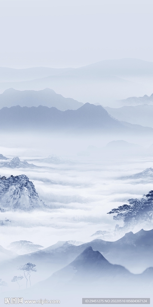 中国风山水现代玄关 tif分层