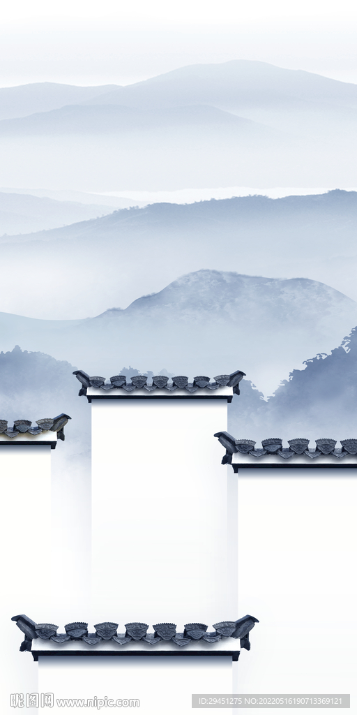 徽派山水现代玄关 tif分层