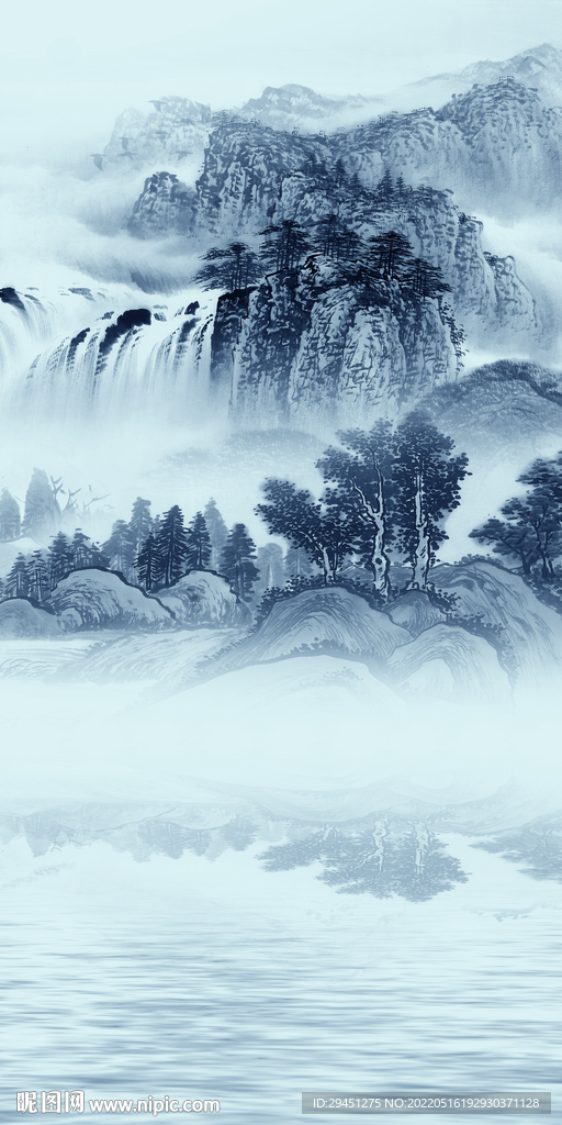 中国风山水意境玄关 tif分层