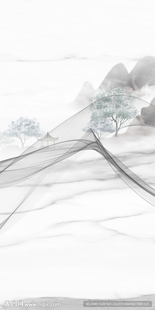 爵士白高端玄关山水 TIF分层