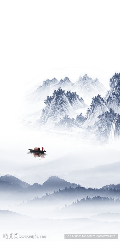 现代山水画玄关墙 TIF分层