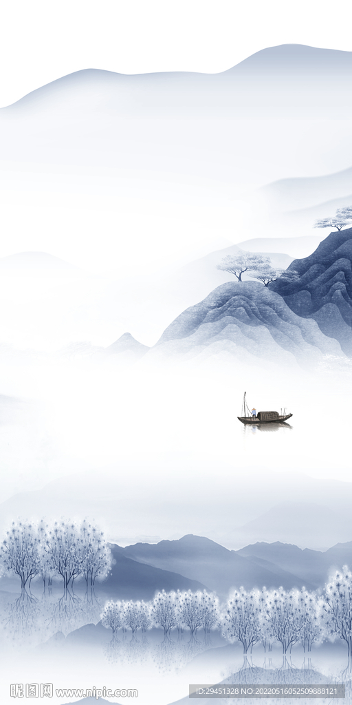 新上架山水画背景墙 TIF分层