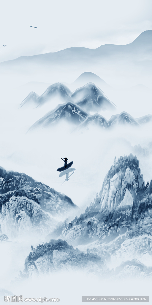 大气山水画背景墙 TIF分层