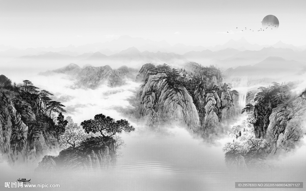 背景墙意境高档山水 TIF分层