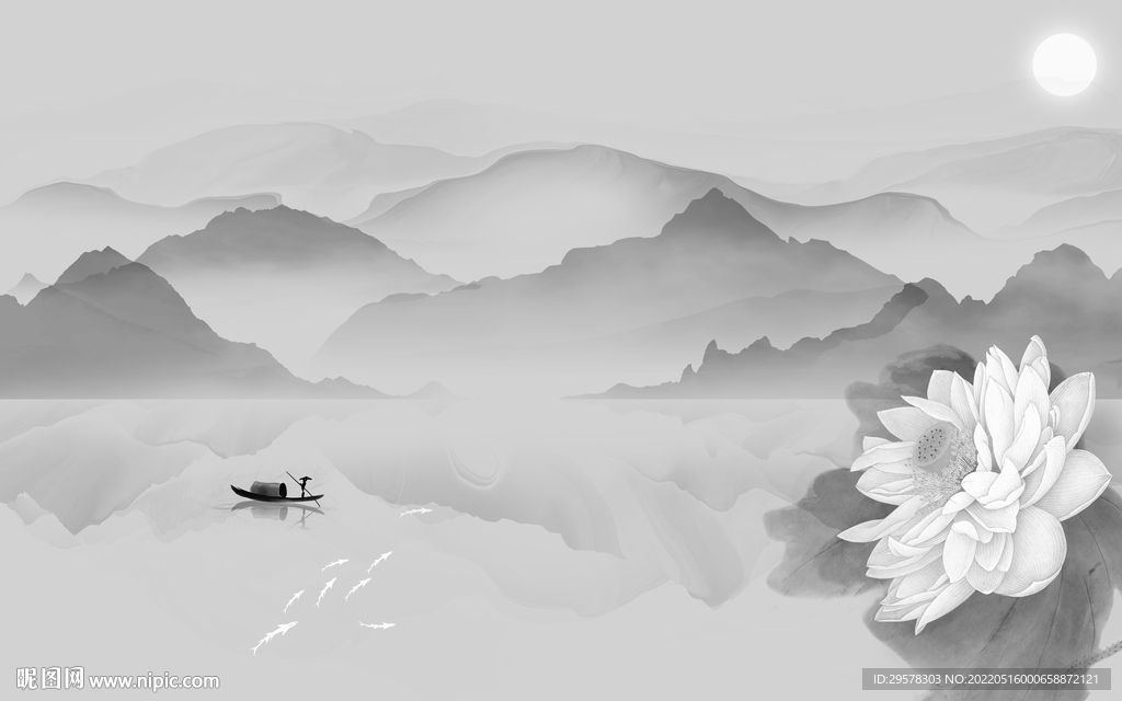 别墅 客厅山水背景 TIF分层