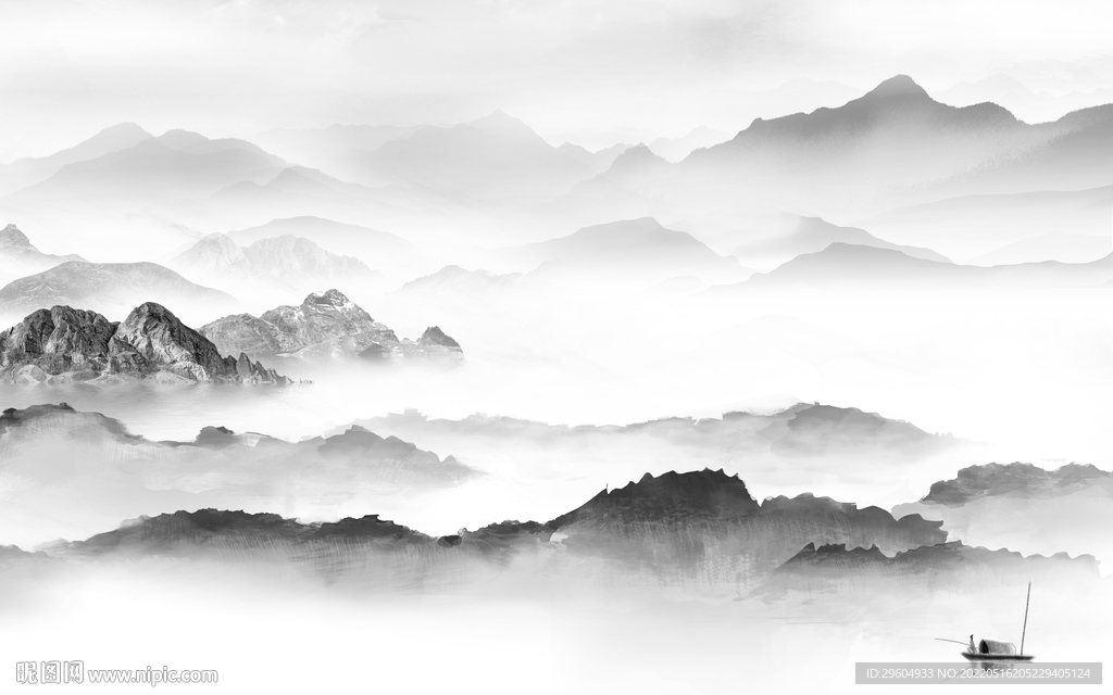 别墅现代简约山水 tif分层