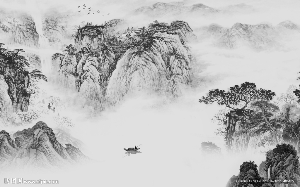 新品现代简约山水 tif分层