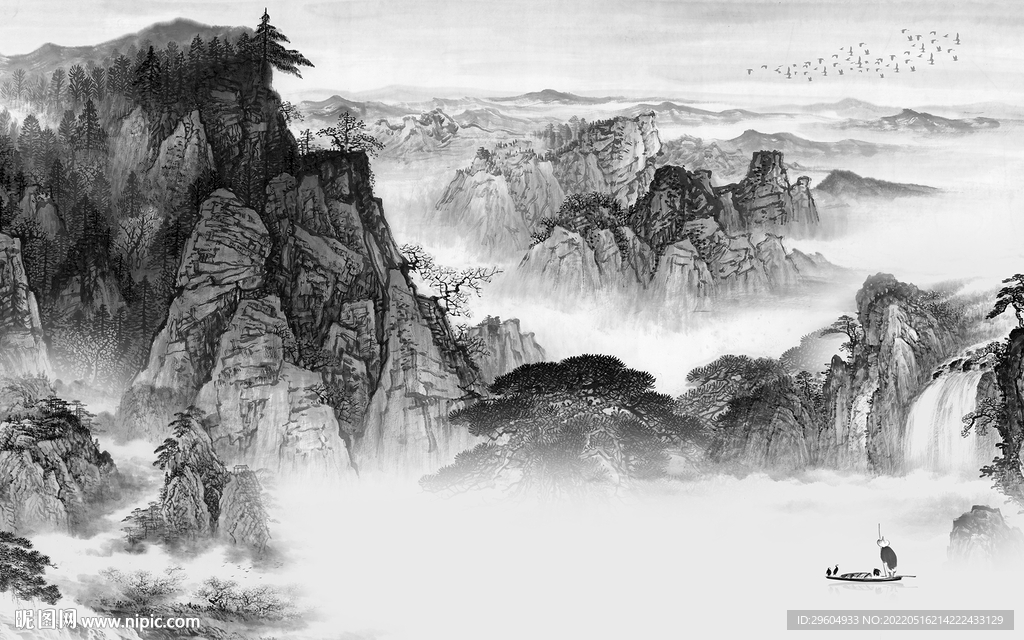 高清 现代简约山水 tif分层