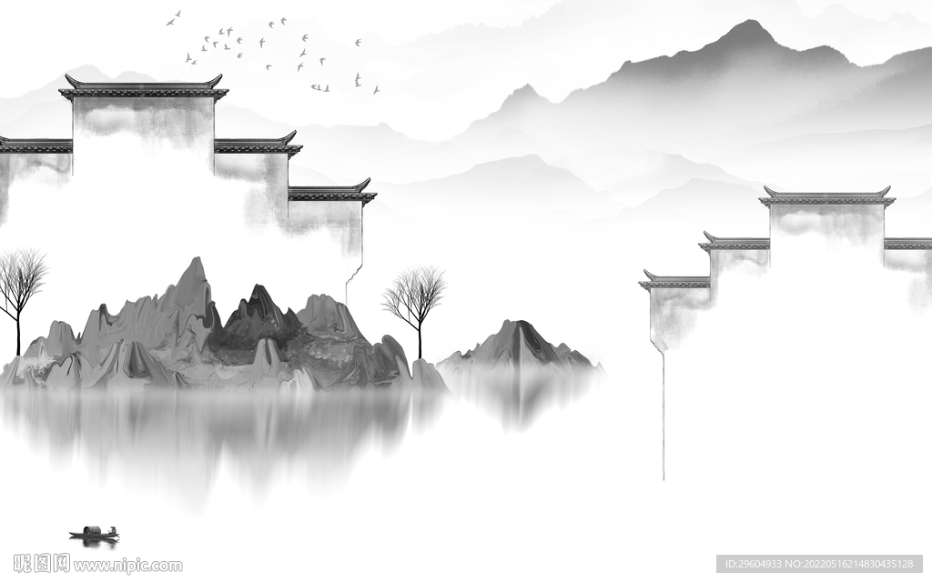 新中式风景高档山水 tif分层