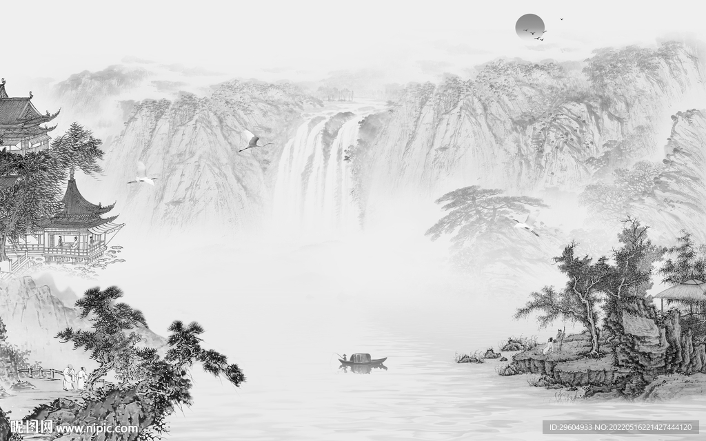 最新 灰色高清山水 tif分层