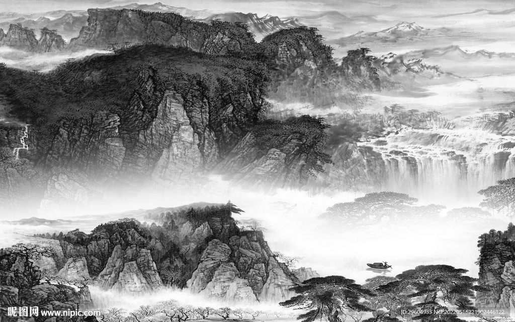 大气 现代简约山水 tif分层