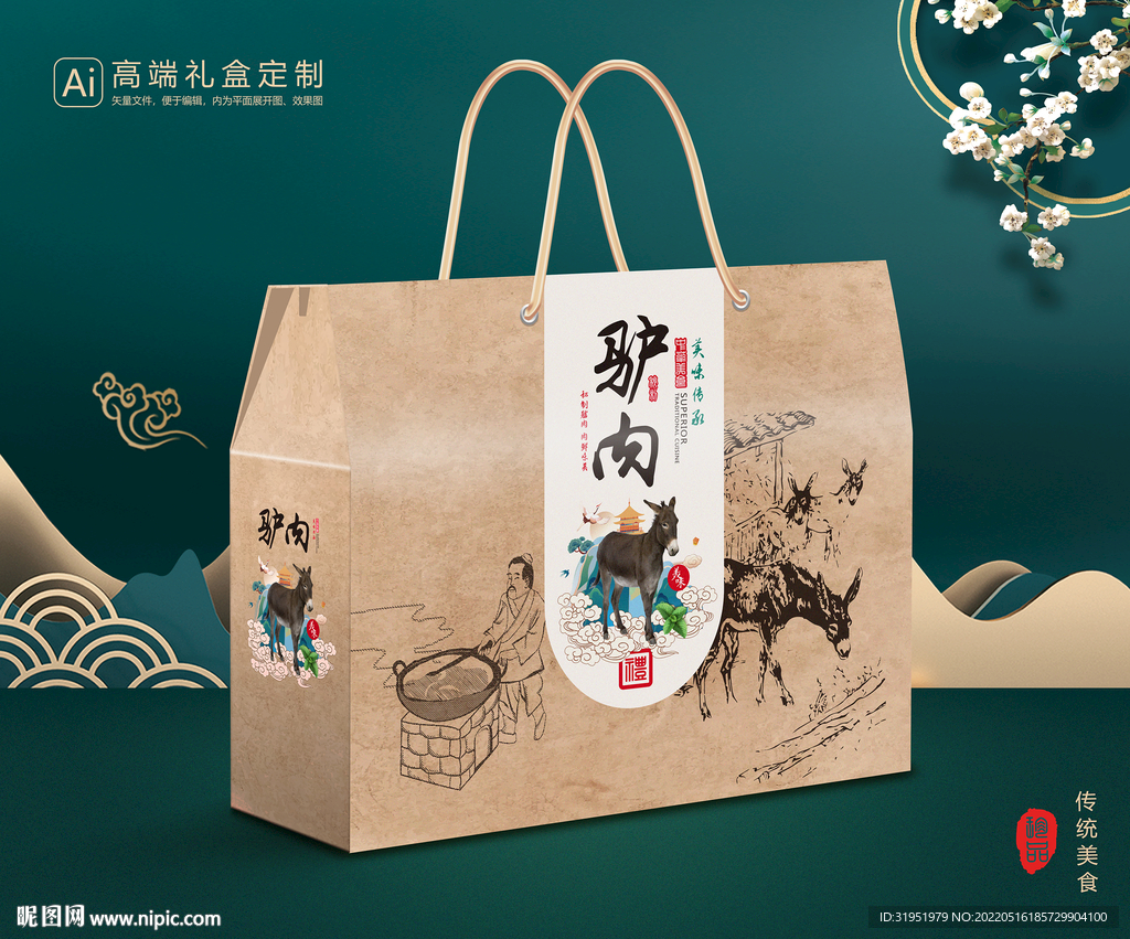 驴肉包装 熟食礼盒平面展开图