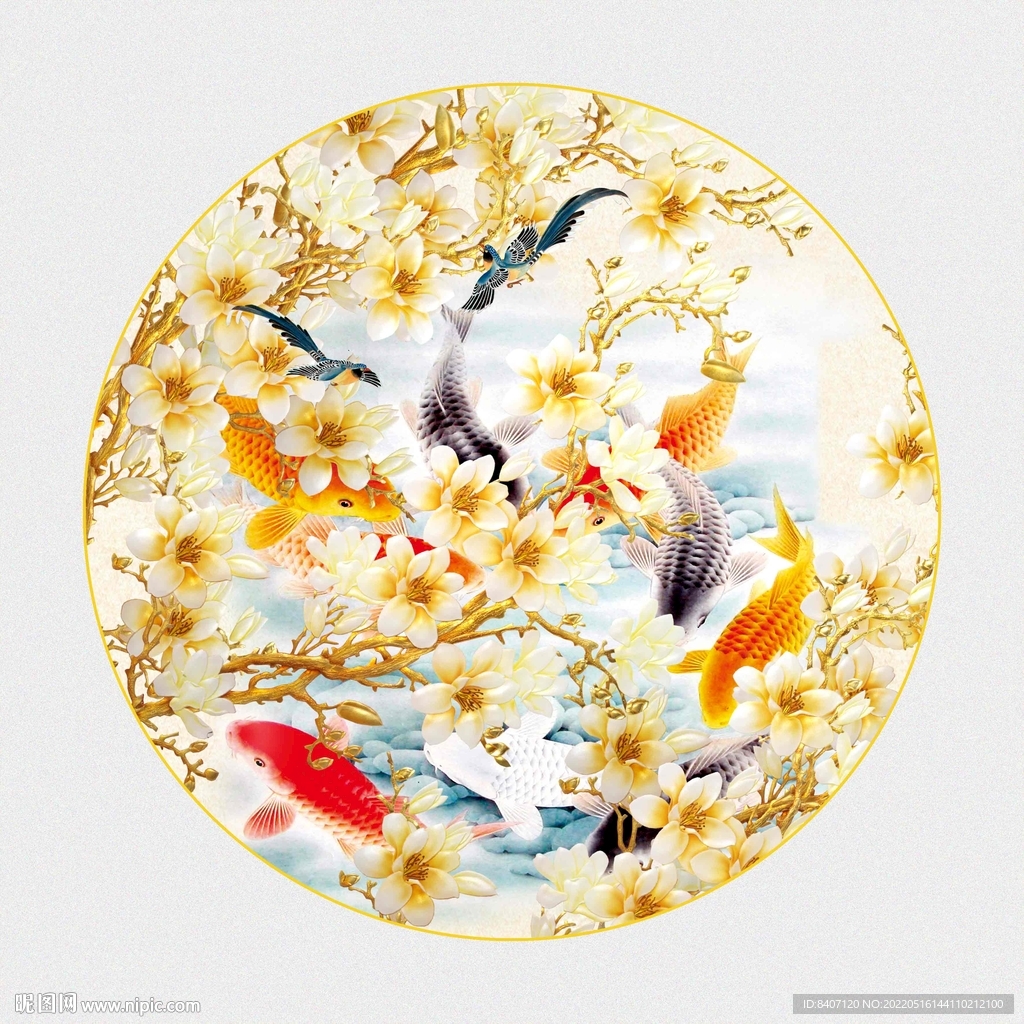 花鸟九鱼图