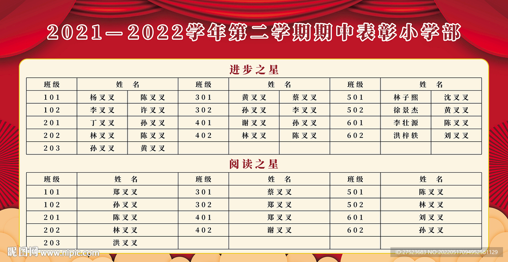 学校表彰展板
