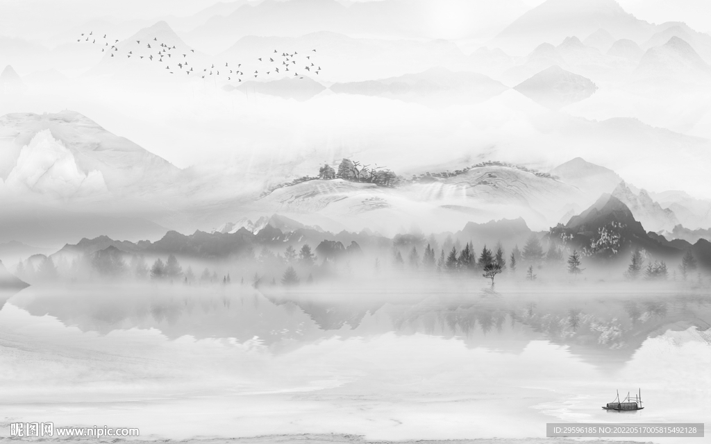 背景墙意境山水墙画 TIF分层
