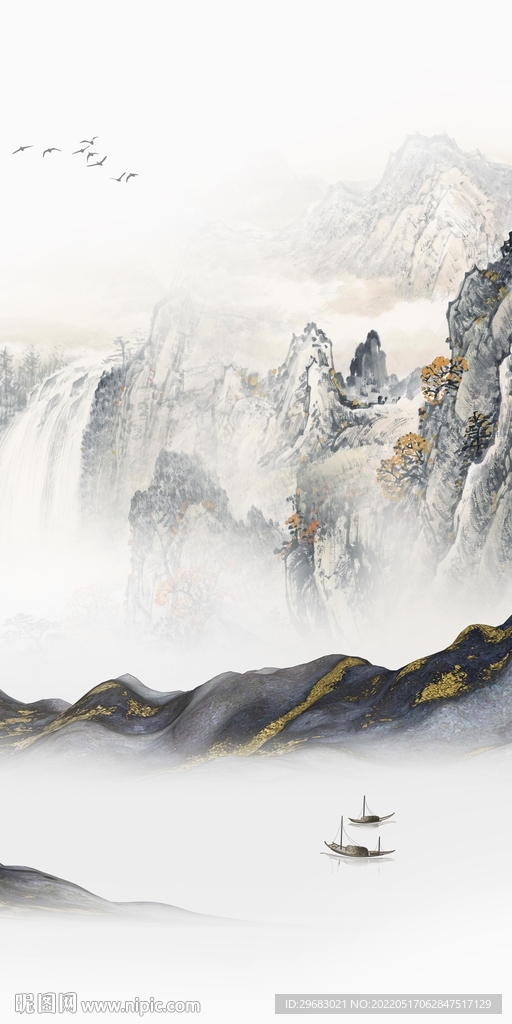 高清 简约玄关山水 TIF分层