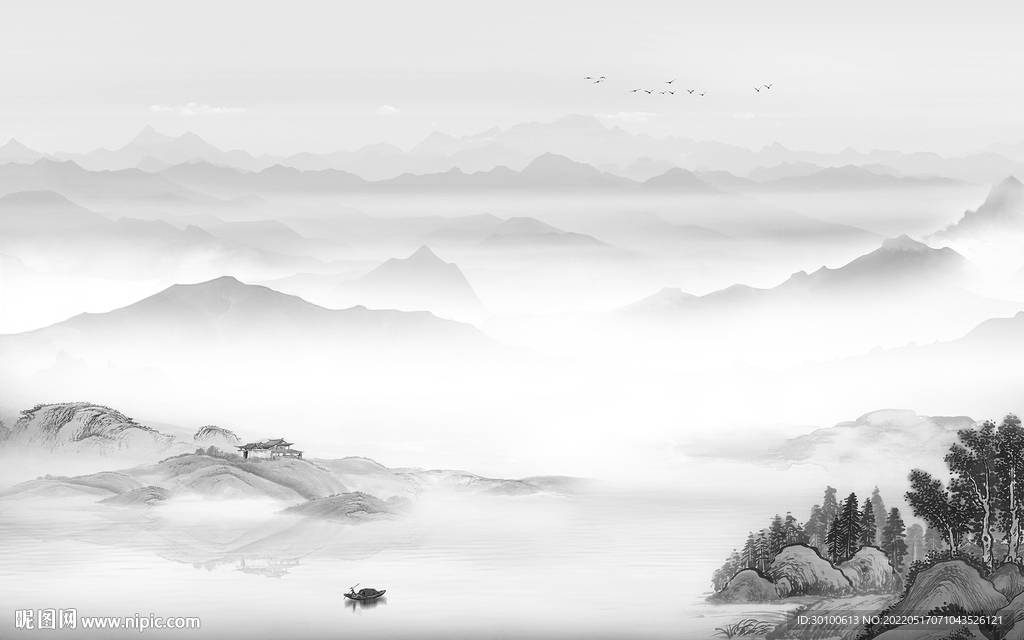 新款客厅爆款山水 tif分层