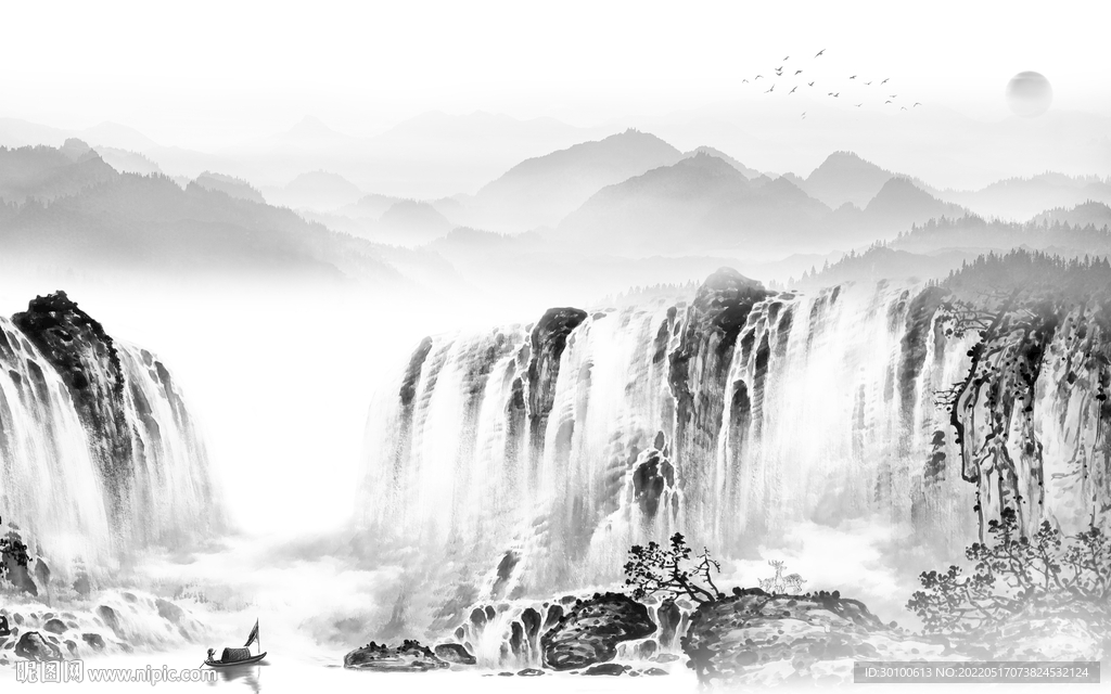 最新客厅人气山水 tif分层