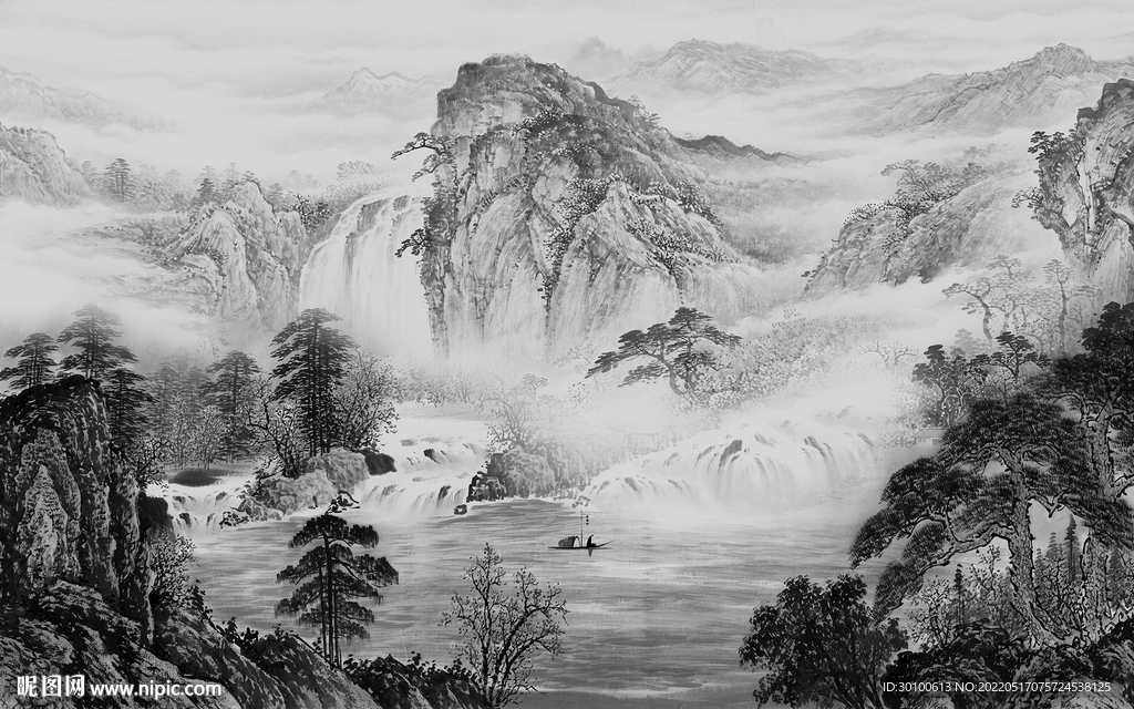 高端客厅爆款山水 tif分层