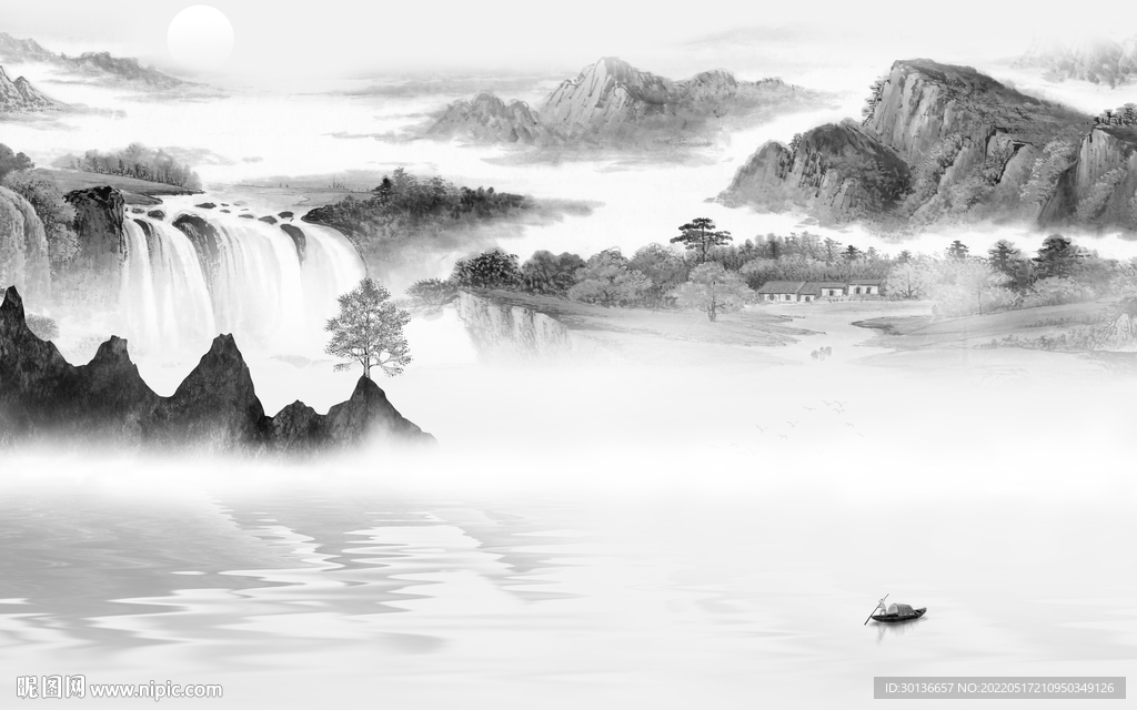 新中式最新山水大图 tif分层