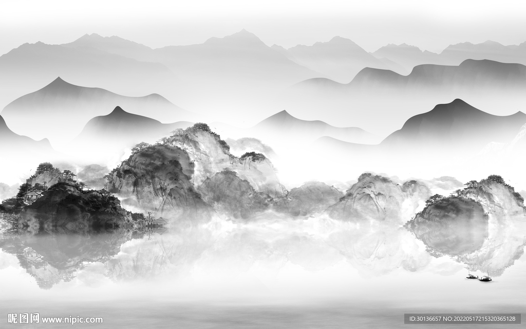 简约 意境新山水图 tif分层