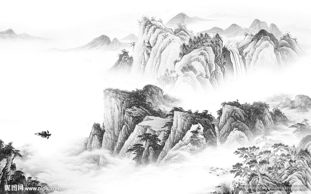 大气客厅画山水图 tif分层