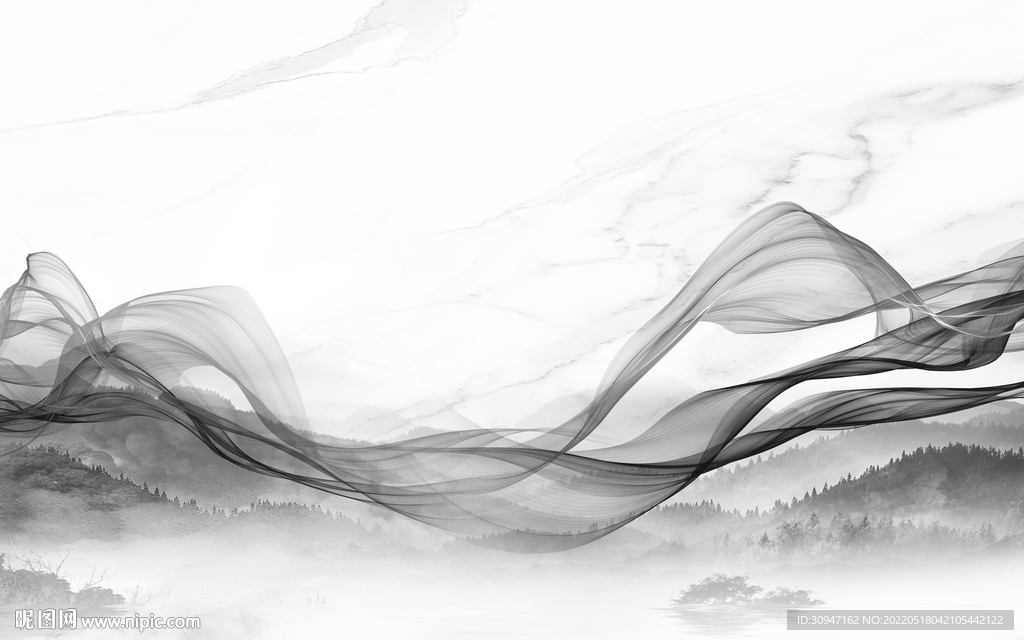 爵士白客厅灰色画 TIF分层