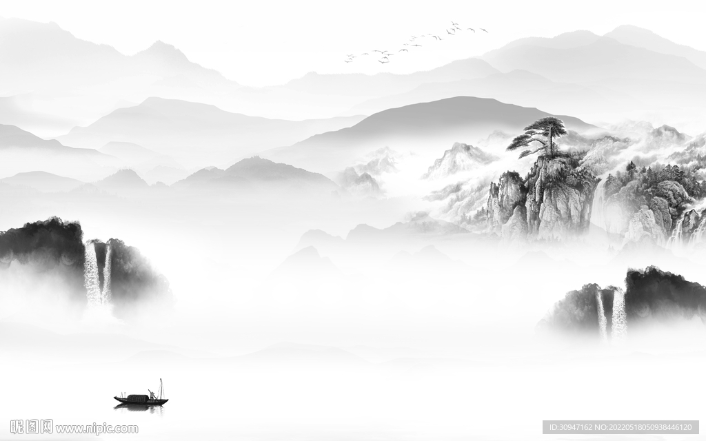 高清 风景灰色山水 TIF分层