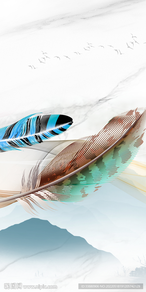 羽毛 无框新玄关画 TIf分层