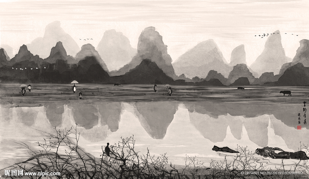 水墨山水画