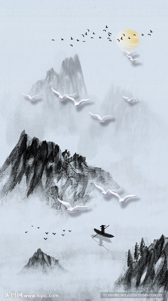 装饰画 新中式水墨山水画