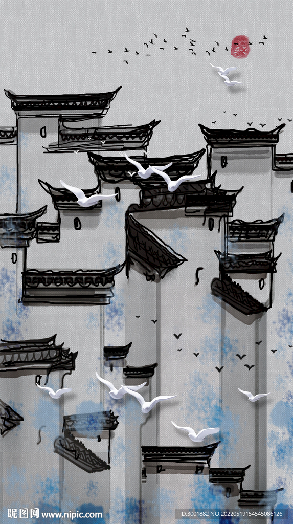 装饰画 新中式水墨山水画