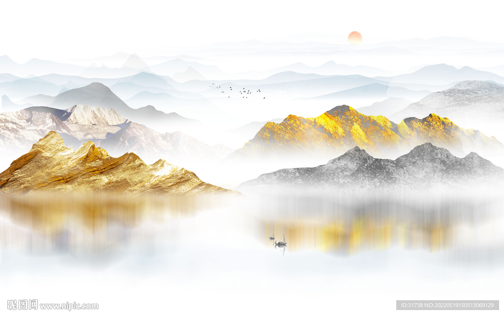 新中式山水画背景墙