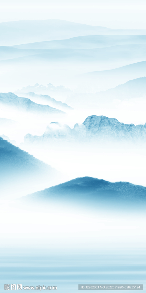 蓝色中式高档玄关 Tif分层