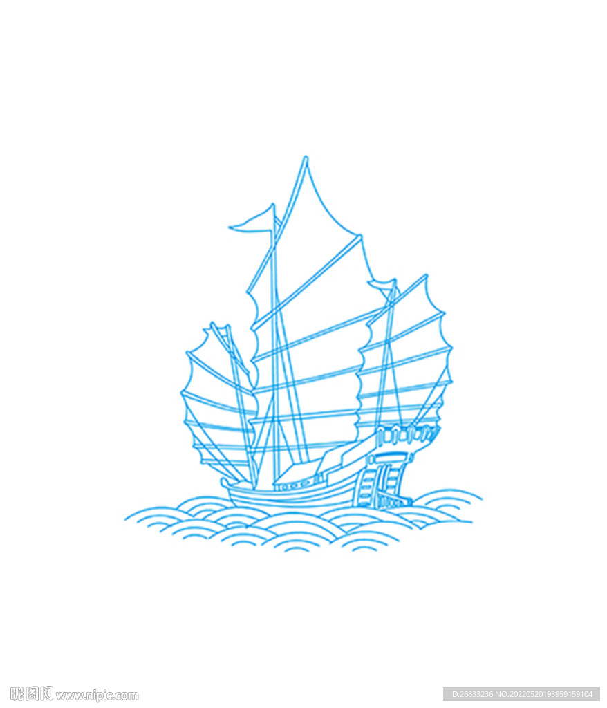帆船 线描