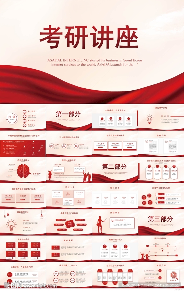 红色大气考研讲座PPT模板