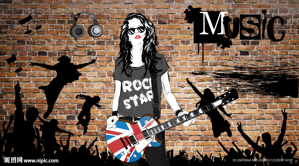 摇滚音乐酒吧背景墙